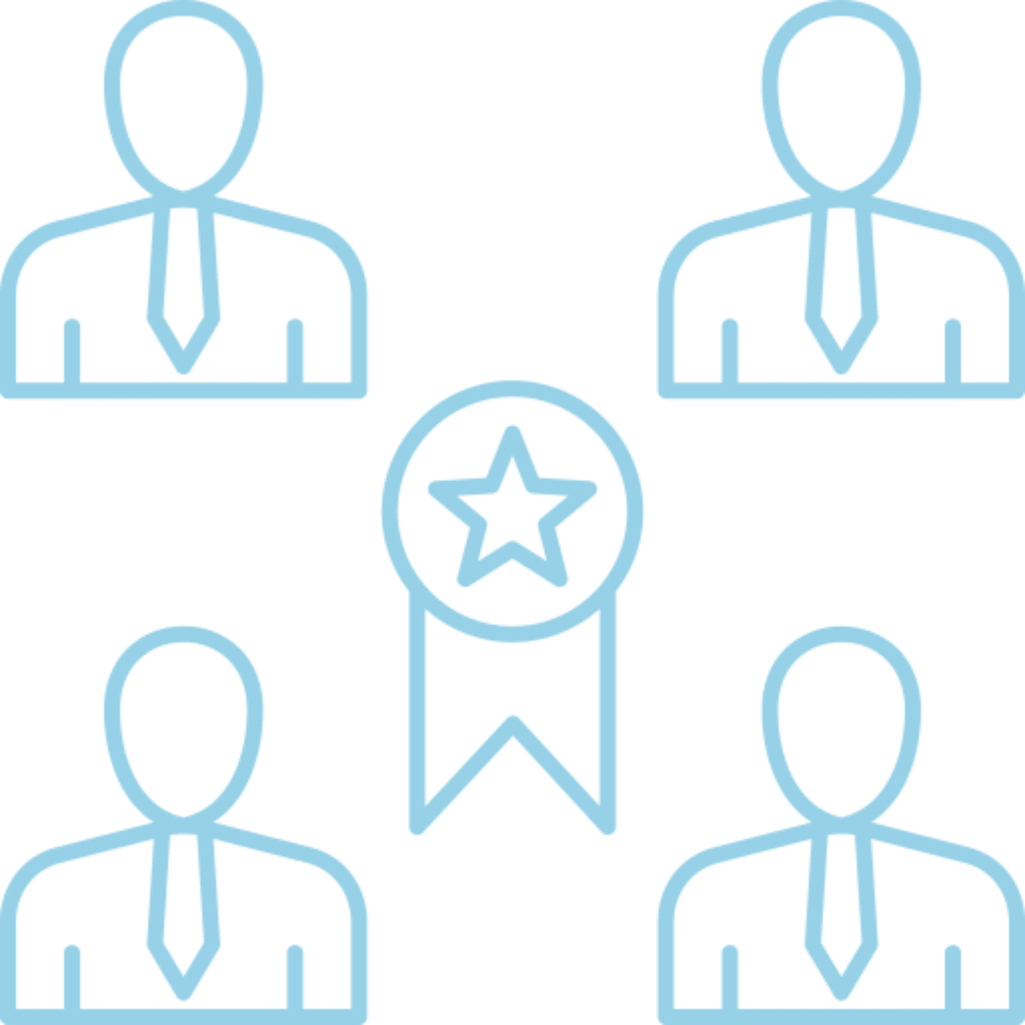 Four figures with star award icon.
