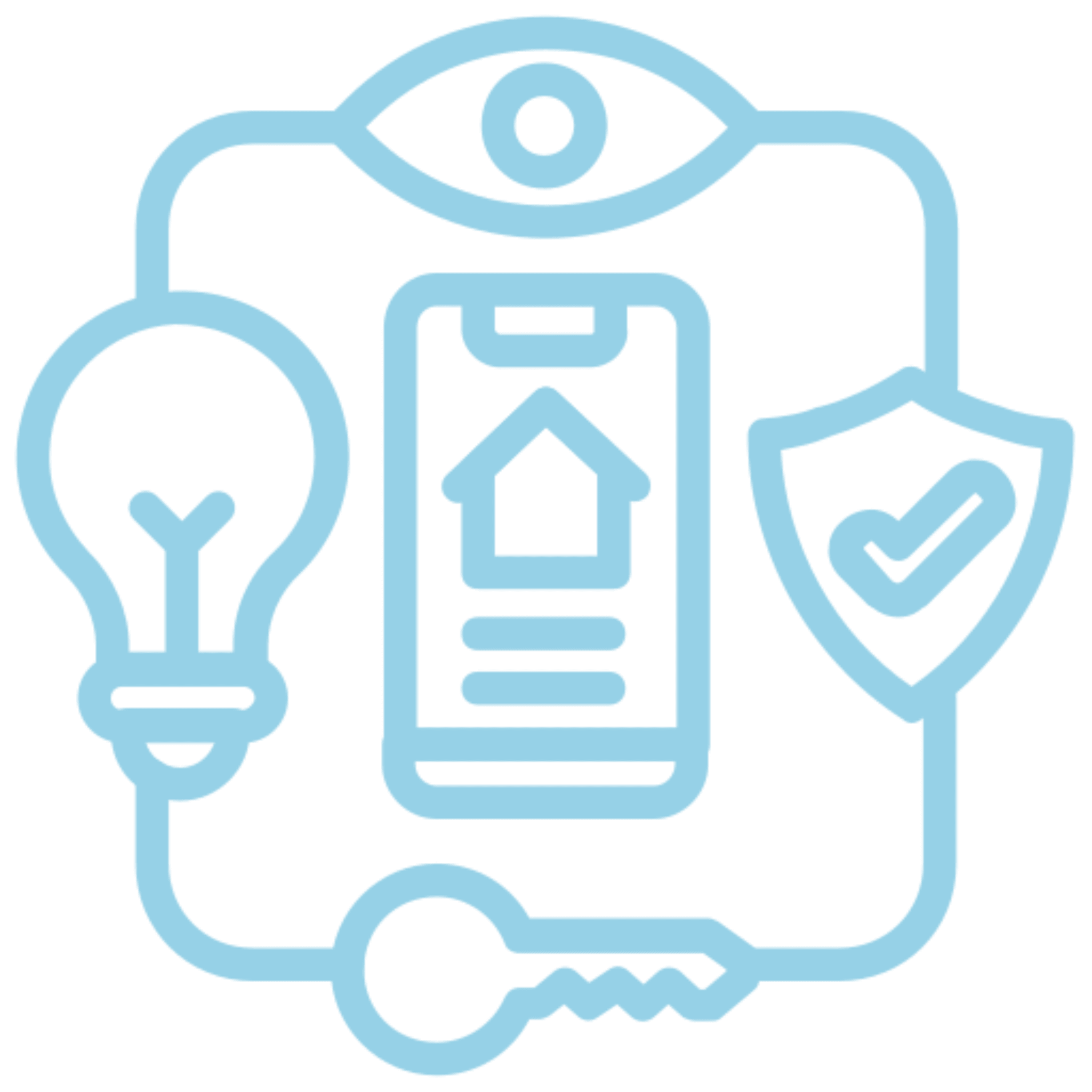 Smart home security icon with key elements.
