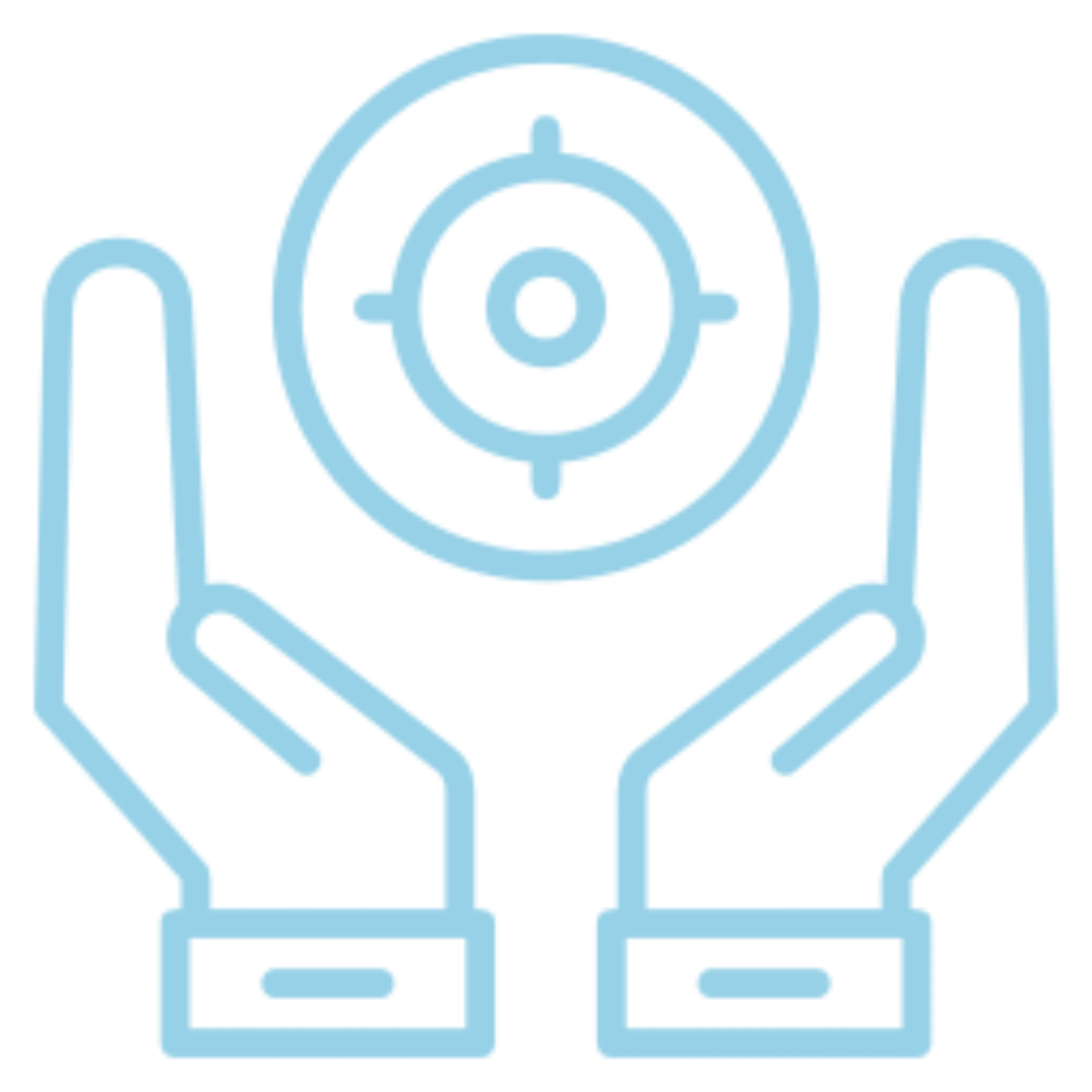 Hands holding a target icon.