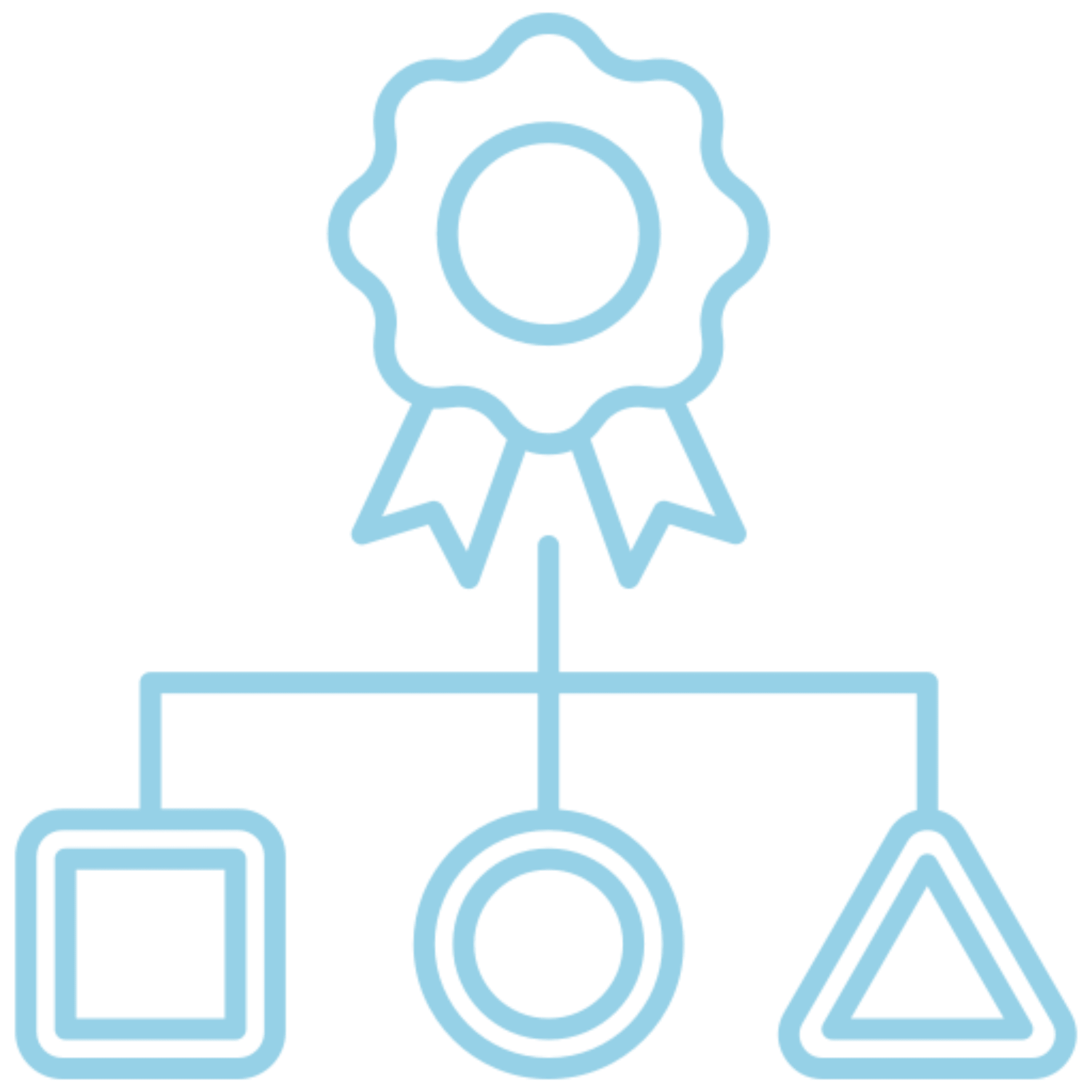 Flowchart with award and geometric shapes.