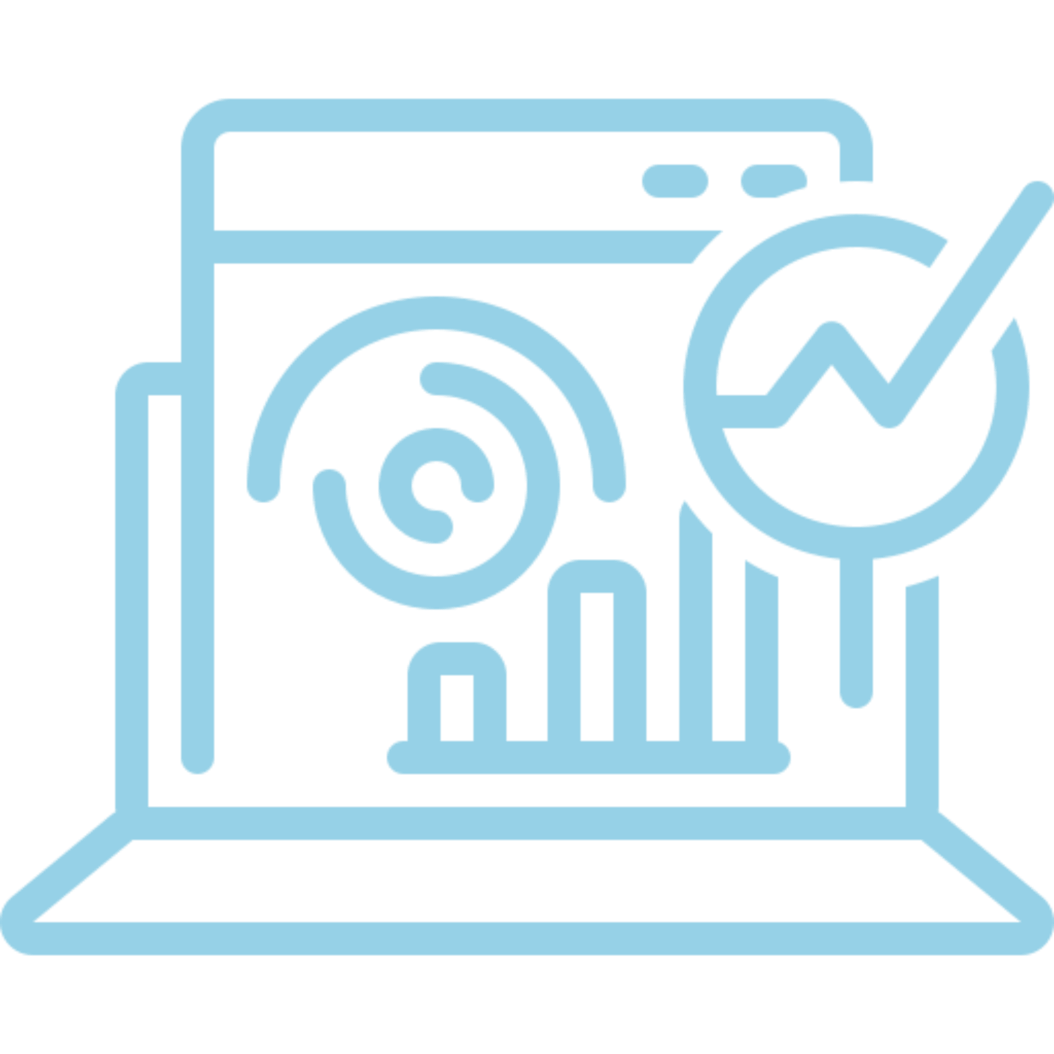 Laptop displaying analytics and graphs icon.